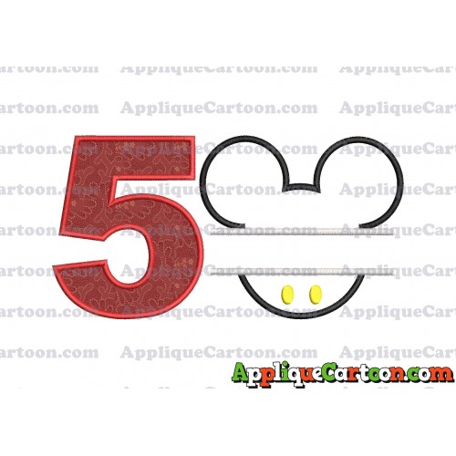 Mickey frame embroidery Disney embroidery applique Birthday Number 5