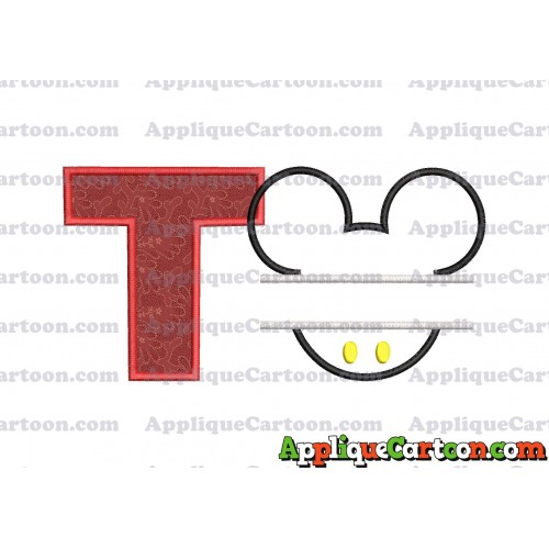Mickey frame embroidery Disney embroidery applique With Alphabet T