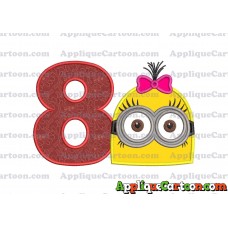 Minion Girl Head Applique Embroidery Design Birthday Number 8