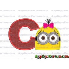 Minion Girl Head Applique Embroidery Design With Alphabet C