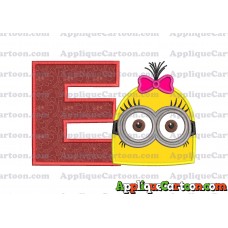 Minion Girl Head Applique Embroidery Design With Alphabet E