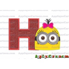 Minion Girl Head Applique Embroidery Design With Alphabet H