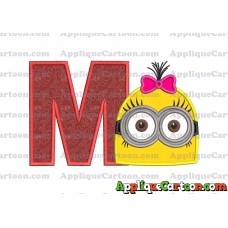 Minion Girl Head Applique Embroidery Design With Alphabet M