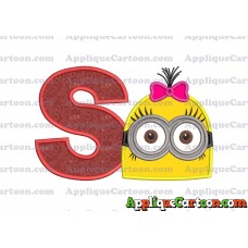 Minion Girl Head Applique Embroidery Design With Alphabet S