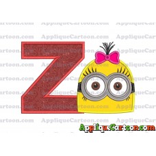 Minion Girl Head Applique Embroidery Design With Alphabet Z