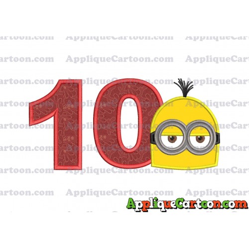 Minion Head Applique Embroidery Design Birthday Number 10