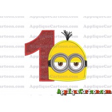 Minion Head Applique Embroidery Design Birthday Number 1