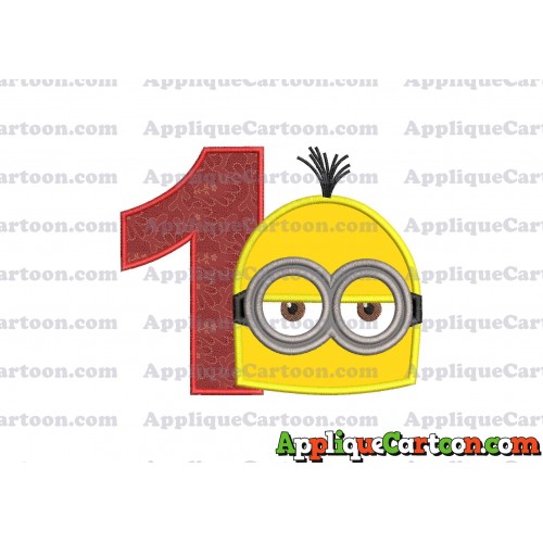 Minion Head Applique Embroidery Design Birthday Number 1