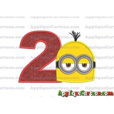 Minion Head Applique Embroidery Design Birthday Number 2