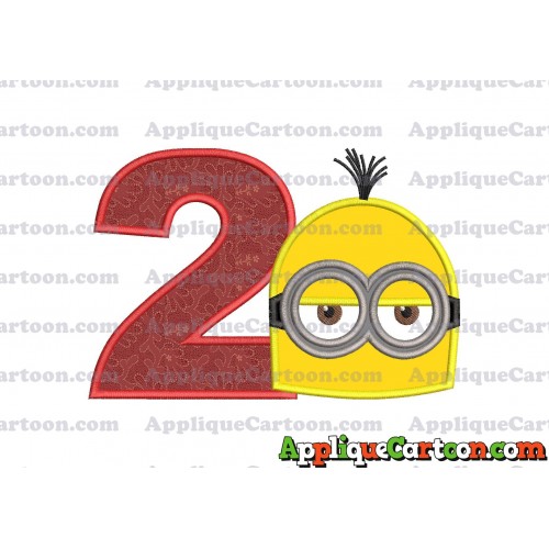 Minion Head Applique Embroidery Design Birthday Number 2