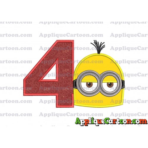 Minion Head Applique Embroidery Design Birthday Number 4