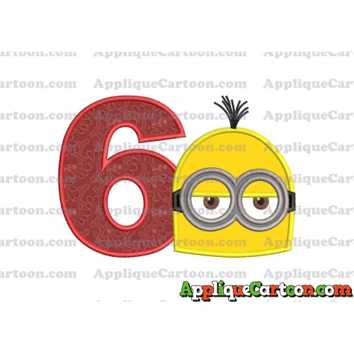 Minion Head Applique Embroidery Design Birthday Number 6