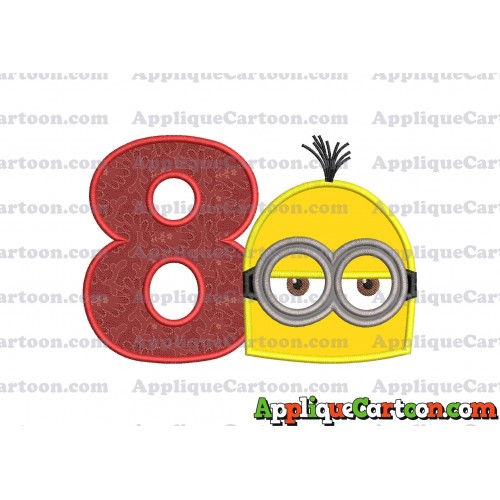 Minion Head Applique Embroidery Design Birthday Number 8