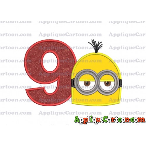 Minion Head Applique Embroidery Design Birthday Number 9