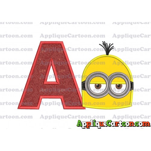 Minion Head Applique Embroidery Design With Alphabet A