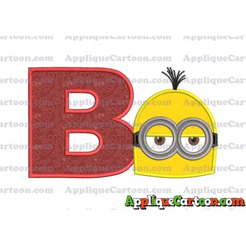 Minion Head Applique Embroidery Design With Alphabet B