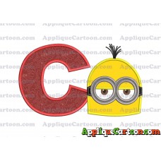 Minion Head Applique Embroidery Design With Alphabet C