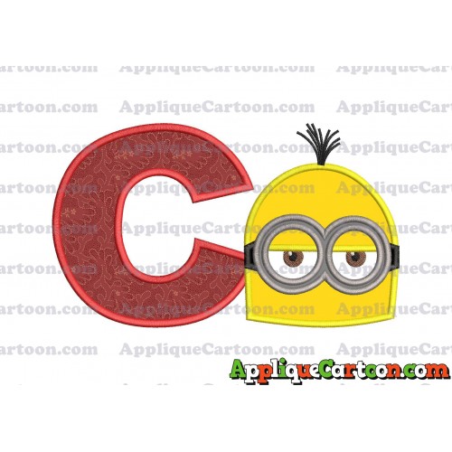 Minion Head Applique Embroidery Design With Alphabet C