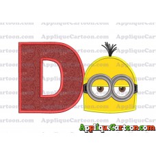 Minion Head Applique Embroidery Design With Alphabet D