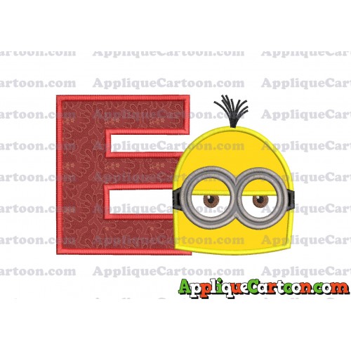 Minion Head Applique Embroidery Design With Alphabet E