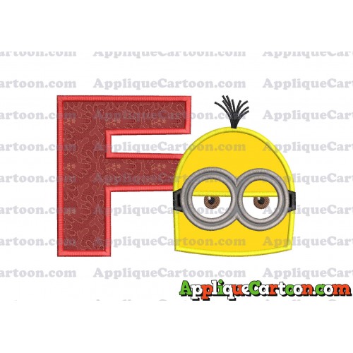 Minion Head Applique Embroidery Design With Alphabet F