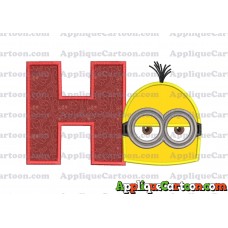 Minion Head Applique Embroidery Design With Alphabet H