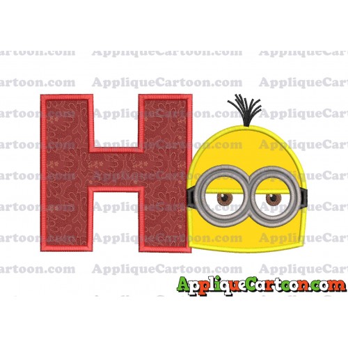 Minion Head Applique Embroidery Design With Alphabet H