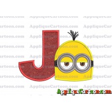 Minion Head Applique Embroidery Design With Alphabet J