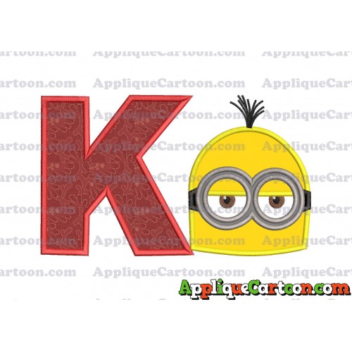 Minion Head Applique Embroidery Design With Alphabet K