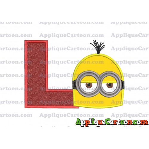Minion Head Applique Embroidery Design With Alphabet L