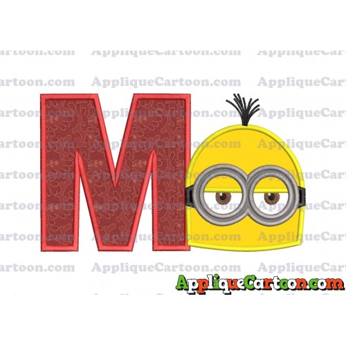 Minion Head Applique Embroidery Design With Alphabet M