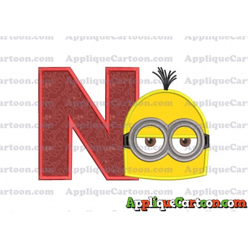 Minion Head Applique Embroidery Design With Alphabet N