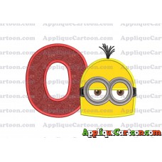 Minion Head Applique Embroidery Design With Alphabet O