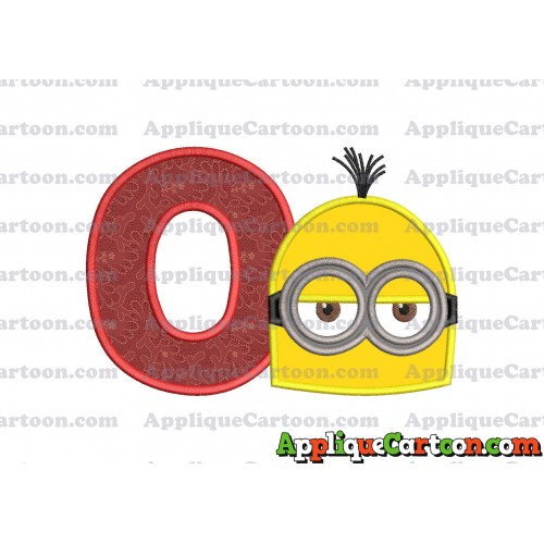 Minion Head Applique Embroidery Design With Alphabet O