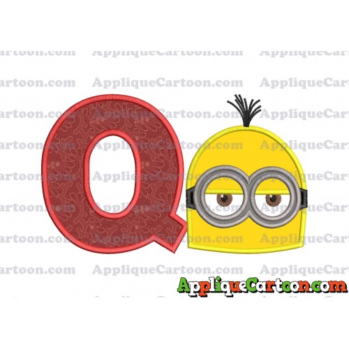 Minion Head Applique Embroidery Design With Alphabet Q