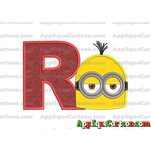 Minion Head Applique Embroidery Design With Alphabet R
