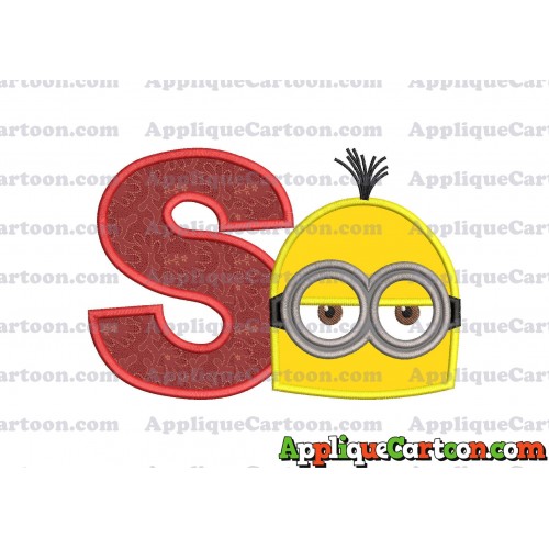 Minion Head Applique Embroidery Design With Alphabet S