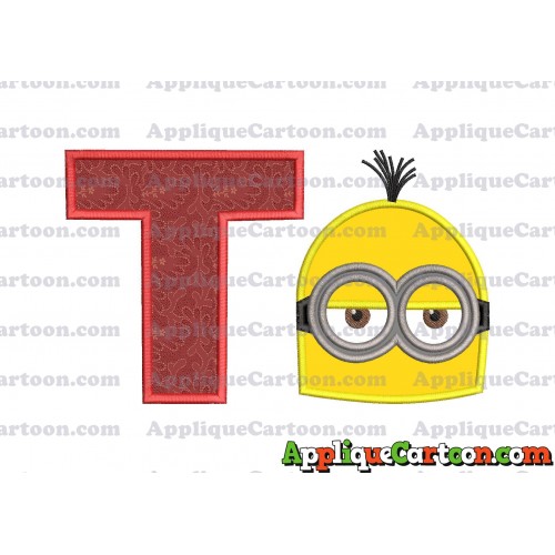 Minion Head Applique Embroidery Design With Alphabet T