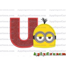 Minion Head Applique Embroidery Design With Alphabet U
