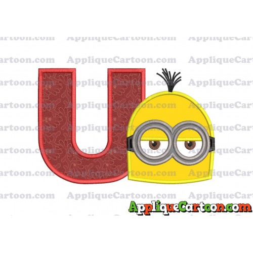 Minion Head Applique Embroidery Design With Alphabet U