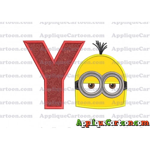 Minion Head Applique Embroidery Design With Alphabet Y