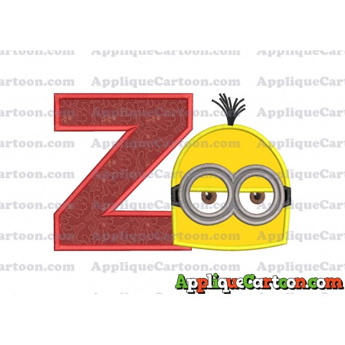 Minion Head Applique Embroidery Design With Alphabet Z