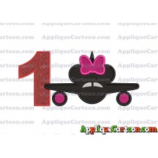 Minnie Airplane Disney Applique Design Birthday Number 1