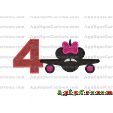 Minnie Airplane Disney Applique Design Birthday Number 4