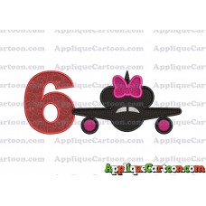 Minnie Airplane Disney Applique Design Birthday Number 6