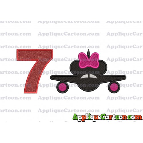 Minnie Airplane Disney Applique Design Birthday Number 7