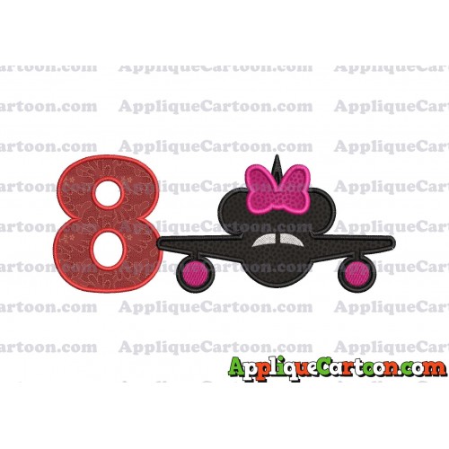Minnie Airplane Disney Applique Design Birthday Number 8