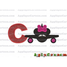 Minnie Airplane Disney Applique Design With Alphabet C