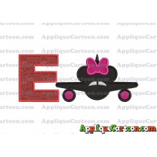 Minnie Airplane Disney Applique Design With Alphabet E
