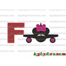 Minnie Airplane Disney Applique Design With Alphabet F